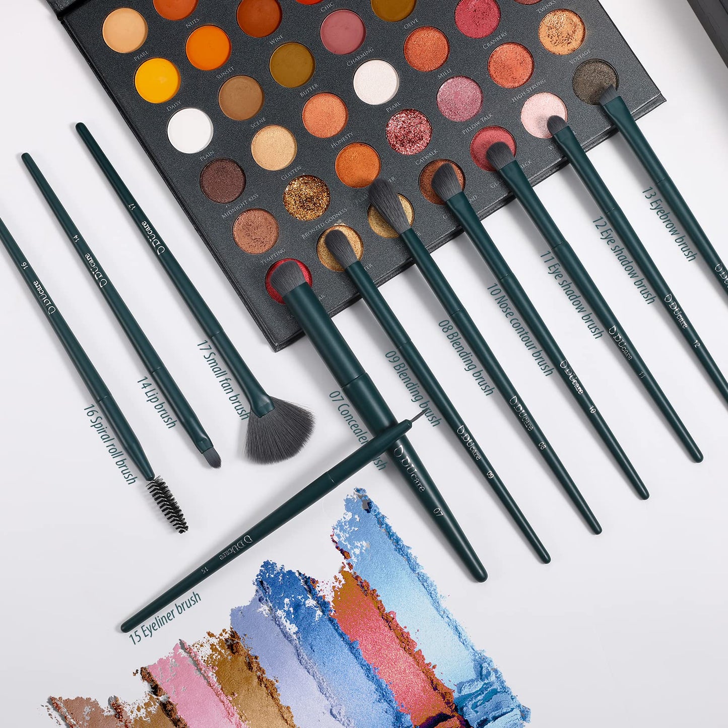 DUcare Christmas Makeup Gift Set 19 Pcs,17pcs Brushes Brush 1pc Cleaning Mat and 1pc Makeup Sponge Professional Face Powder Eye Shadow Powder Liquid Beauty & Personal Care DUcare