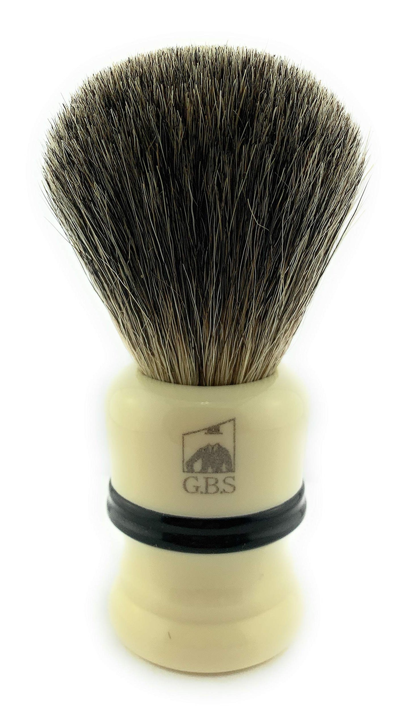G.B.S Synthetic Bristle Ivory with Black Strip Shaving Brush, use with any Soap and Cream, Compliments All Razors and Mugs Beauty and Personal Care G.B.S