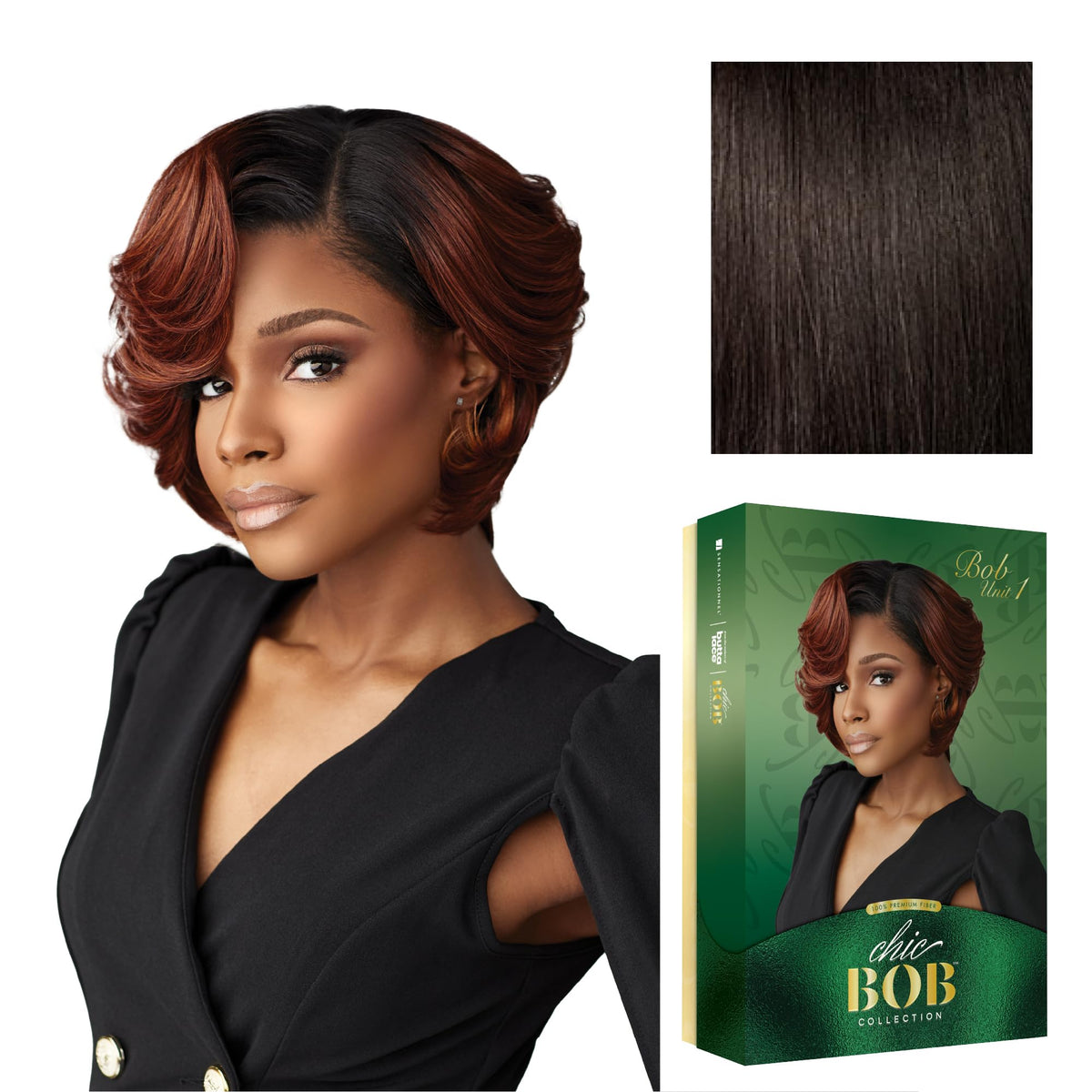 Sensationnel Chicbob Lace Frontwig-Bob Unit 1, 2 DARKBROWN