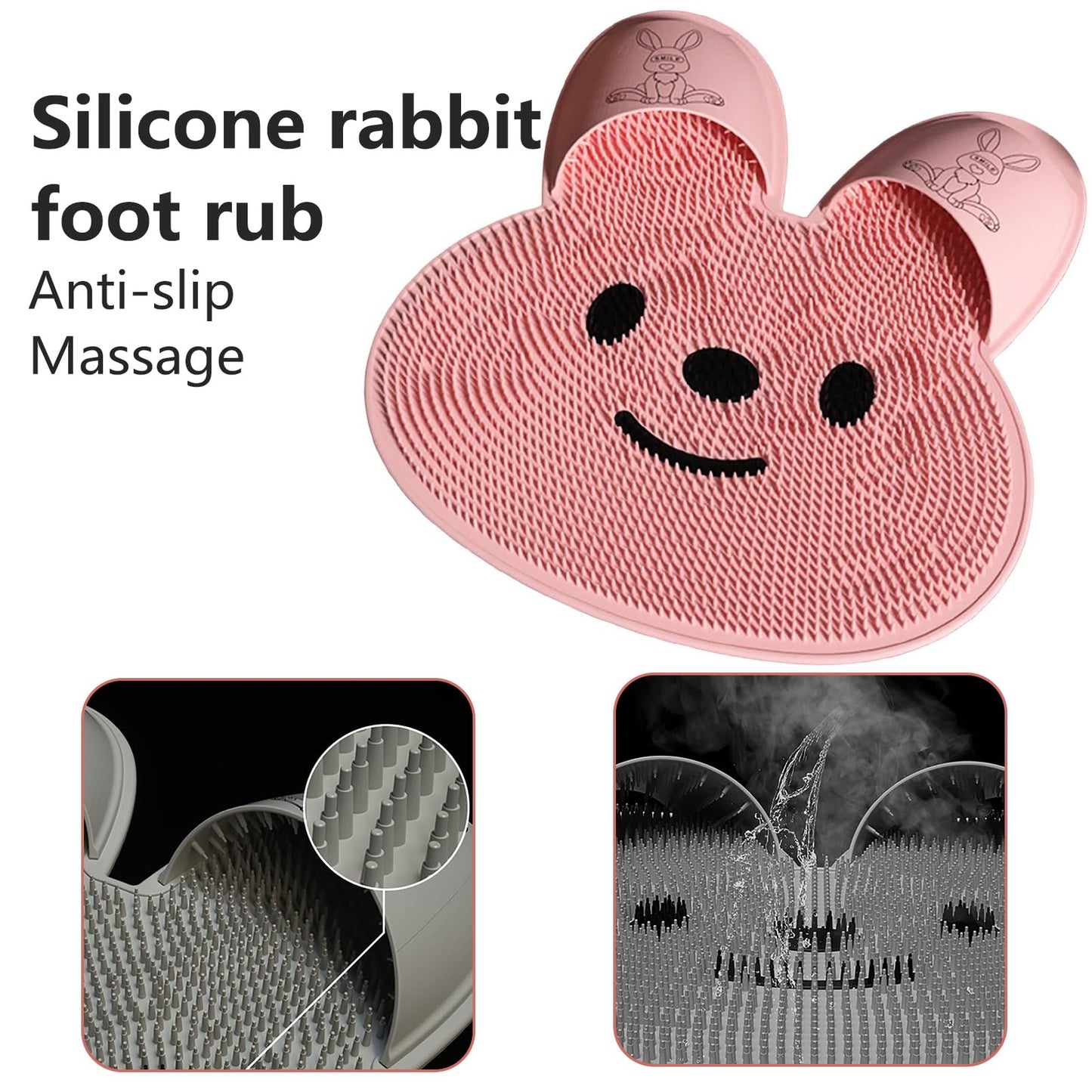 VEAREAR Bunny Shower Foot Scrubber Mat, Silicone Foot Scrubber in Shower, Anti-Slip, Ergonomic Foot Mat for Shower, Bath Foot Scrubber, Dead Skin Beauty and Personal Care VEAREAR