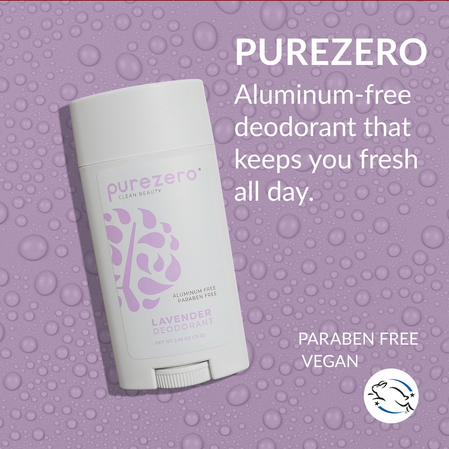 Purezero Deodorant - LAVENDER - Aluminum & Paraben Free with Baking Soda and 24-Hour Odor Protection - For Women & Men - Infused with Shea Butter Beauty and Personal Care Purezero