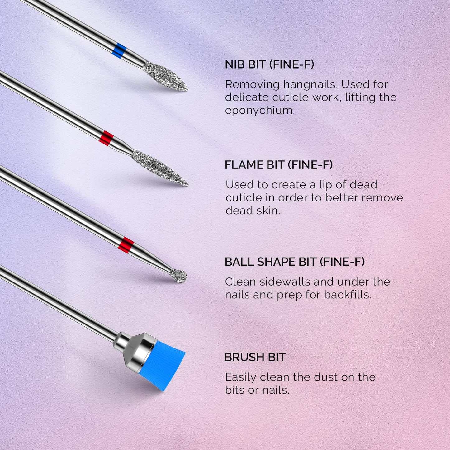 MelodySusie Nail Drill Bits Set, 7pcs Tungsten Carbide Diamond Nail Drill Bits for Acrylic Nails Poly Gel Cuticle Remove, 3/32'' Professional Nail Beauty & Personal Care MelodySusie