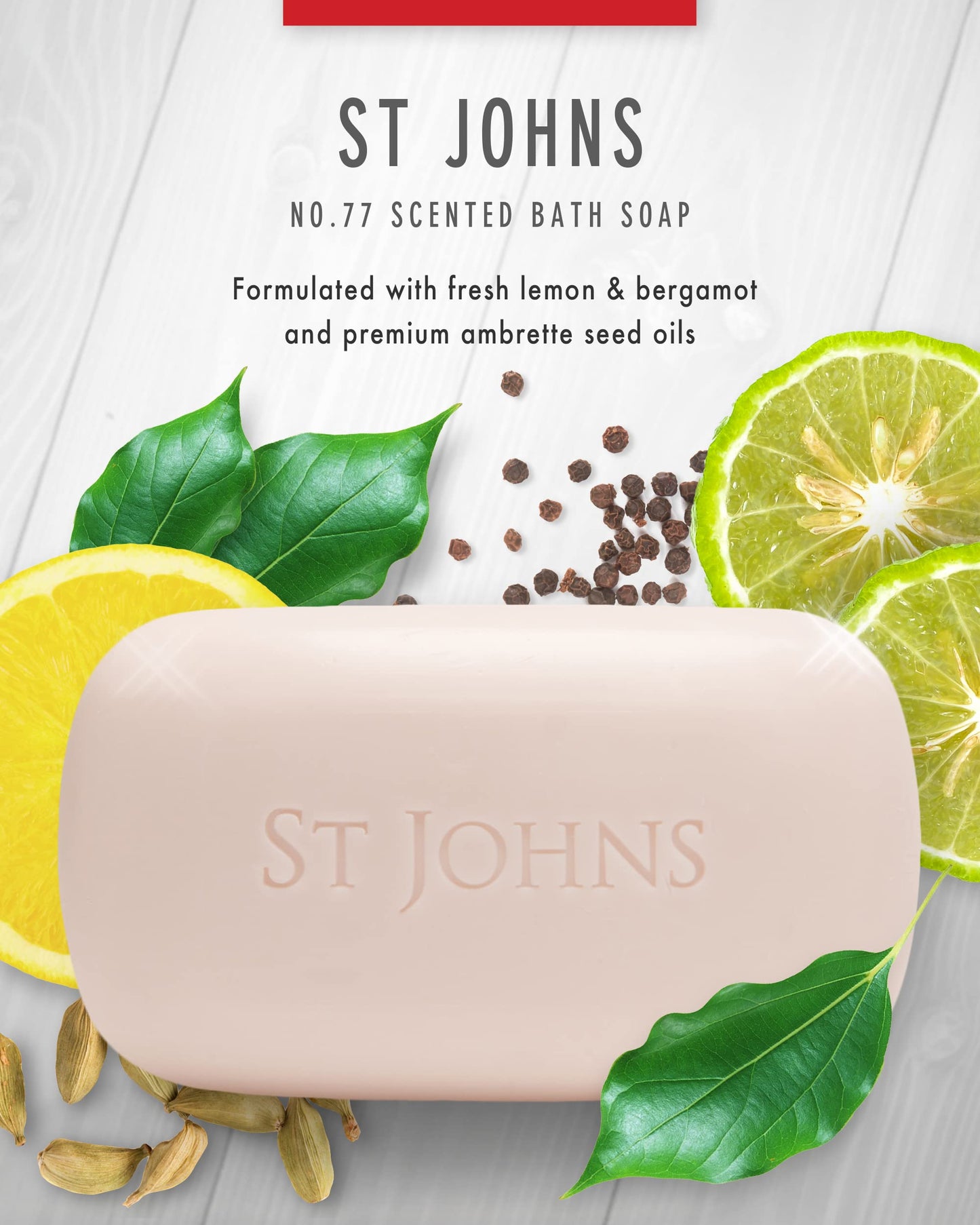 No. 77 Luxury Soap Bar for Men by St Johns. 3X Triple Mille Bath, Body, Shower Soap Bar. 7 Oz Premium Creamy Scented Lather. Best smelling, selling Beauty & Personal Care St. John