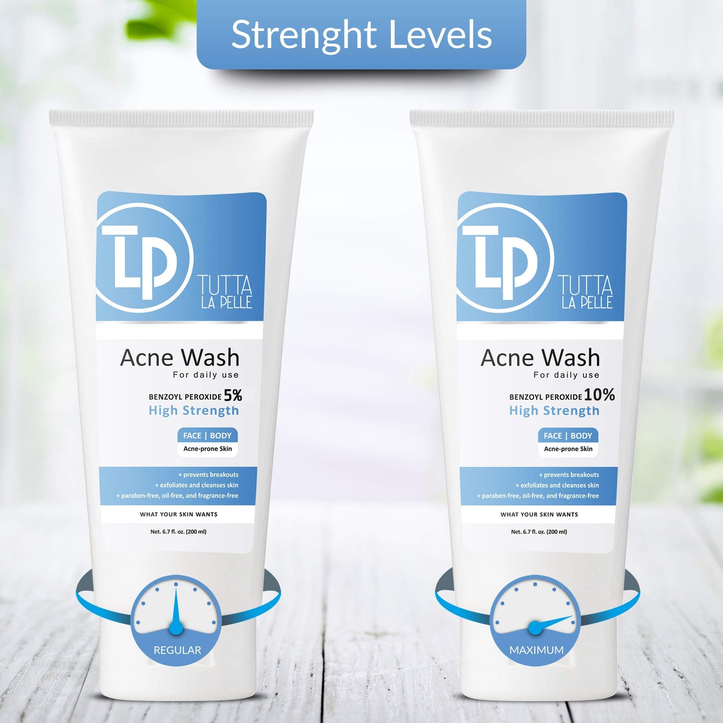 Tutta La Pelle Benzoyl Peroxide Body Wash 10% - Acne Face Wash & Acne Body Wash - Butt Acne Treatment & Back Acne Treatment - Highest Grade Medical Beauty & Personal Care Tutta La Pelle