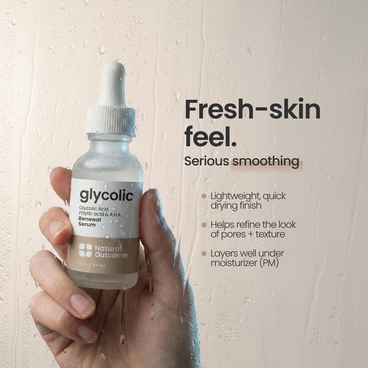 Natural Outcome Glycolic Acid/AHA 12% Renewal Serum | Anti-Aging Exfoliating Facial Serum | Increases Cell Turnover Leaving Behind Smoother Skin | Beauty & Personal Care natural outcome
