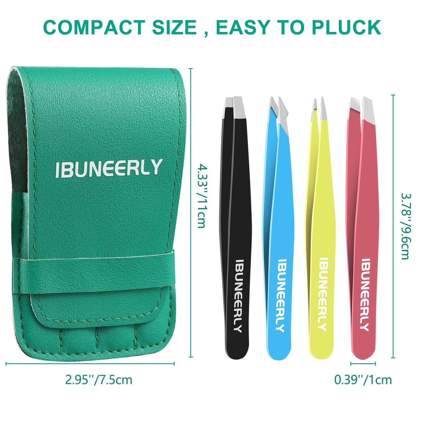 iBuneerly Eyebrows Tweezers Set, 4Pcs Stainless Steel Tweezers for Women with Travel Case, Great Precision for Ingrown Hair, Facial Hair and Splinter Beauty & Personal Care iBuneerly