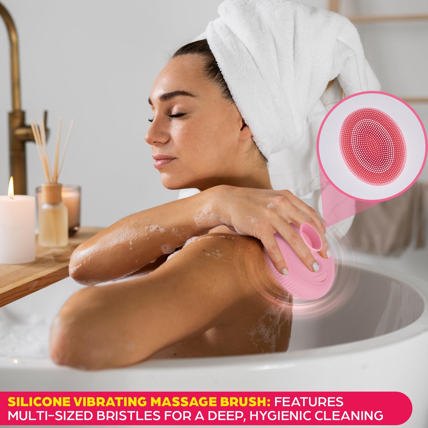 Bella Ciao Electric Back Scrubber for Shower & Face - Vibrating Silicone Body Brush, Exfoliating Loofah Cleaner with Extendable Handle, USB-C Beauty and Personal Care Bella Ciao