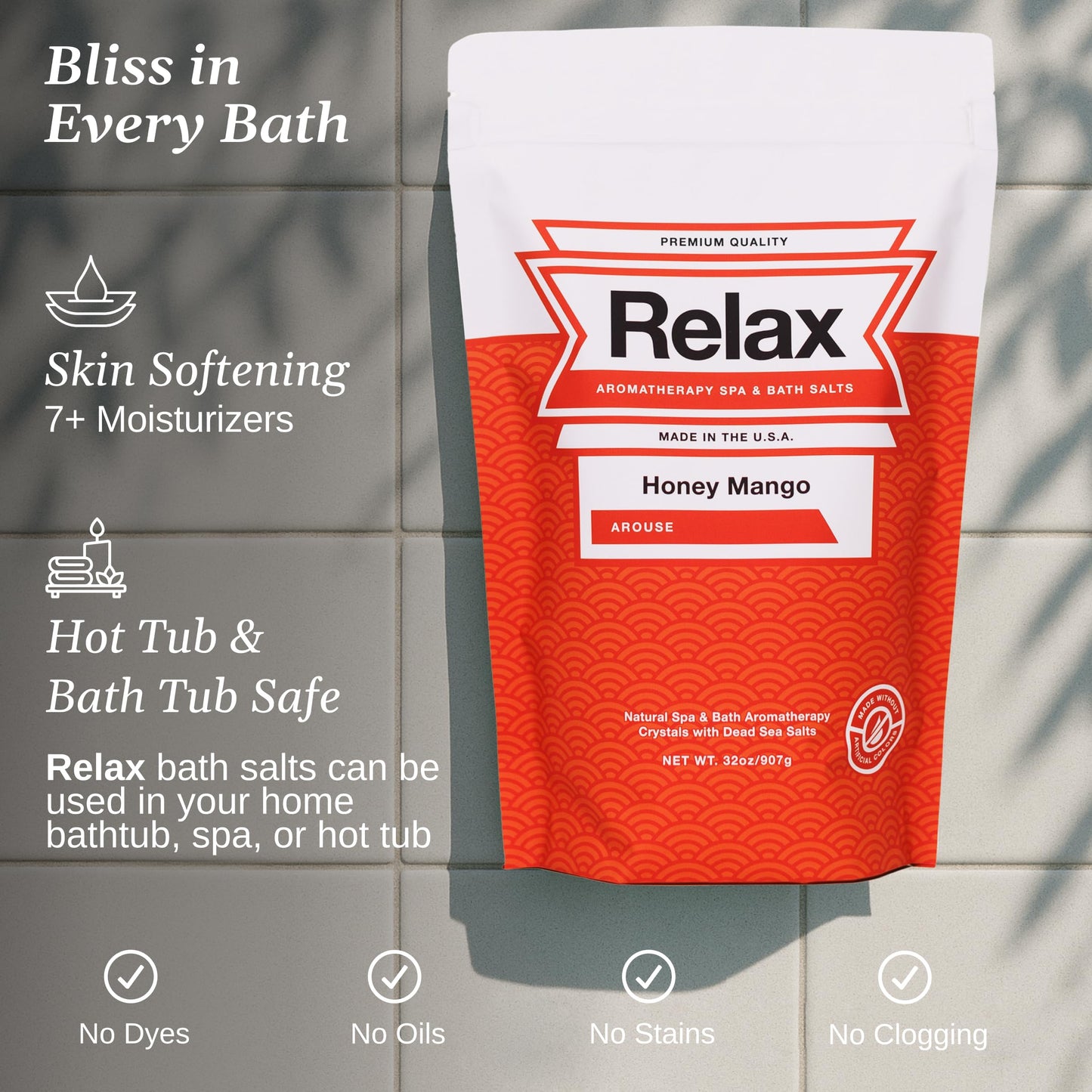 Relax Spa & Bath Aromatherapy Bath Salts for Hot Tub, Bath, or Spa, 2LB Bag Infused with Magnesium, Bath Salt for Soaking, Honey Mango Scent Beauty and Personal Care Relax Spa & Bath