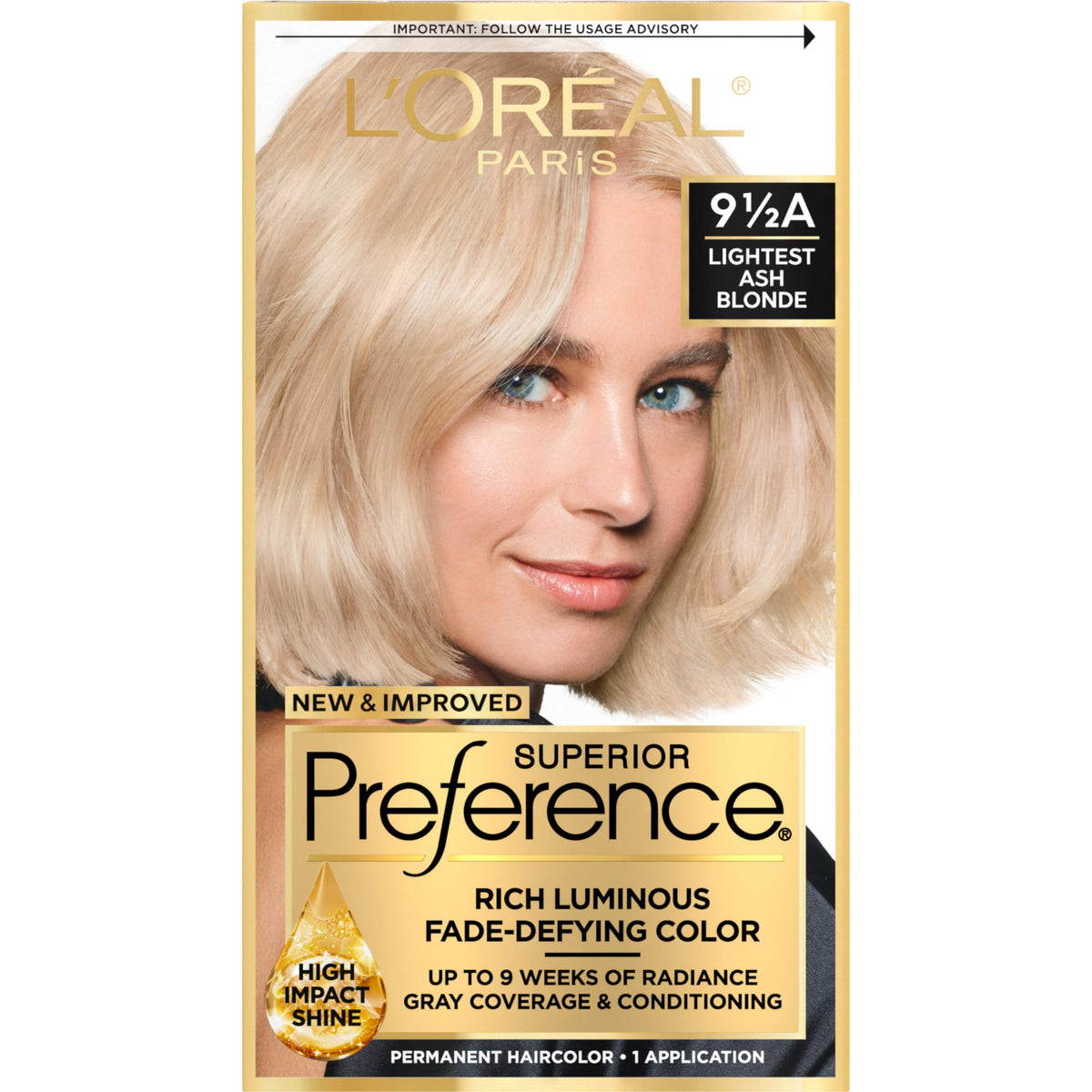 L'Oreal Paris Superior Preference Luminous Fade-Defying Permanent Hair Color, Hair Dye For Up to 9 Weeks of Radiance, Lightest Ash Blonde 9.5A, 1 Hair Beauty & Personal Care L'Oreal Paris