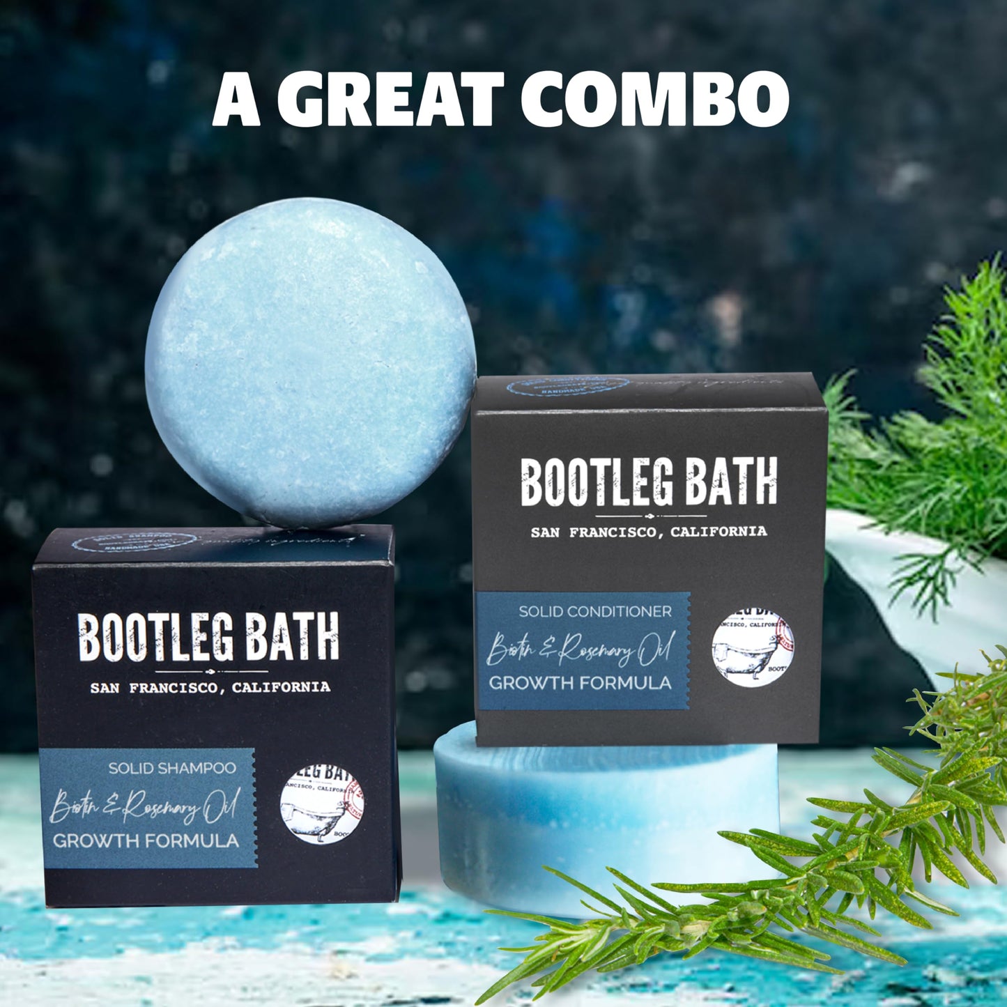 BOOTLEG BATH Growth Formula Shampoo and Conditioner Bar Set with Biotin and Rosemary Essential Oil, Vegan, Sulfate-Free, Phthalate-Free, Paraben-Free Beauty & Personal Care BOOTLEG BATH