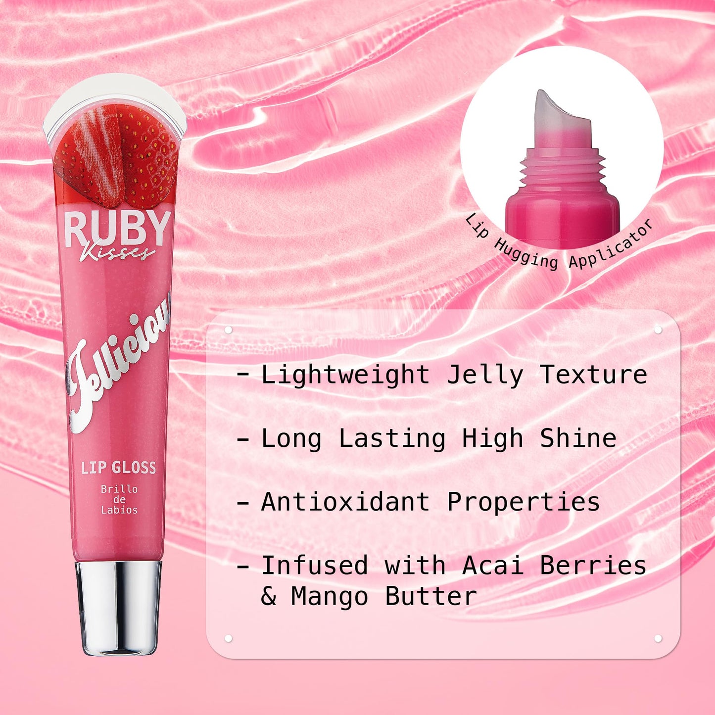 Ruby Kisses Jellicious Mouth Watering Lip Gloss (JLG07 - Crushed Strawberries) Beauty & Personal Care Ruby Kisses