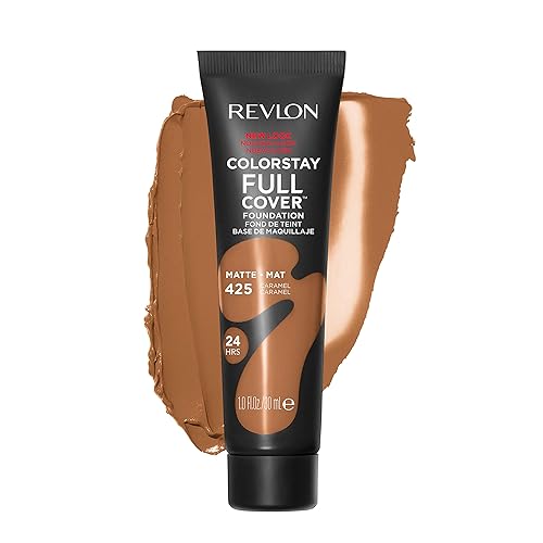 Revlon ColorStay Full Cover Longwear Matte Foundation, Heat & Sweat Resistant Lightweight Face Makeup, Caramel (425), 1.0 oz Beauty & Personal Care REVLON