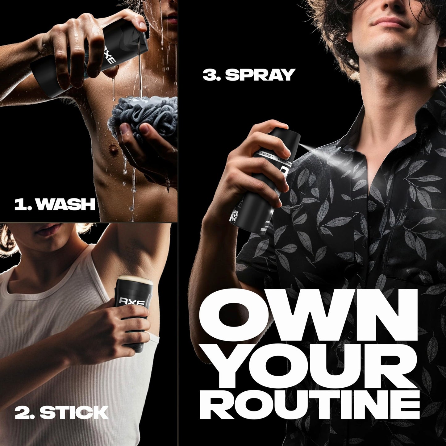 AXE Body Spray 4 Count Black 48 Hour All Over Fresh Aluminum Free 2.9 oz Beauty and Personal Care AXE
