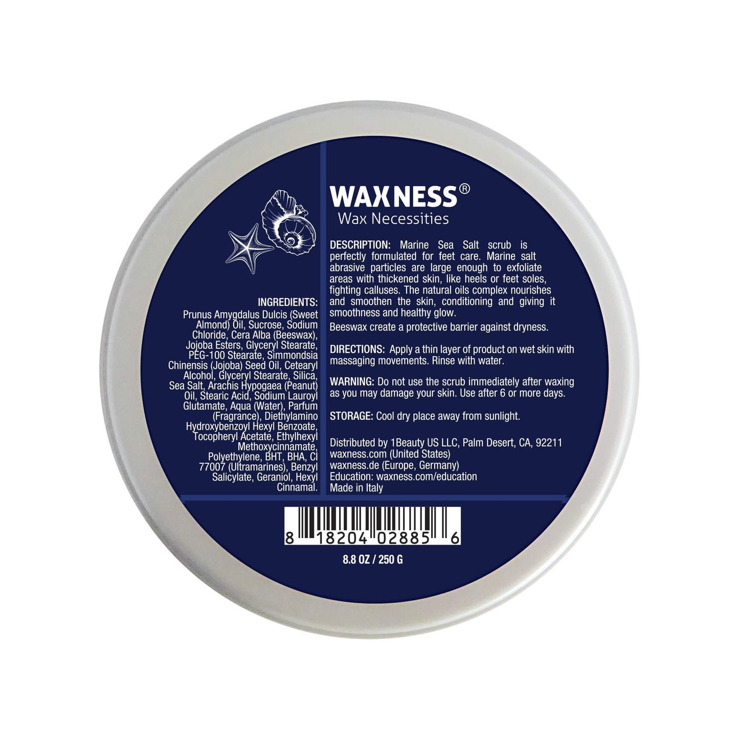 Waxness Dr. Bump Marine Salt Feet Exfoliating Scrub - Professional Foot Care - 8.8 oz (250 g) - Made in Italy Beauty and Personal Care Waxness