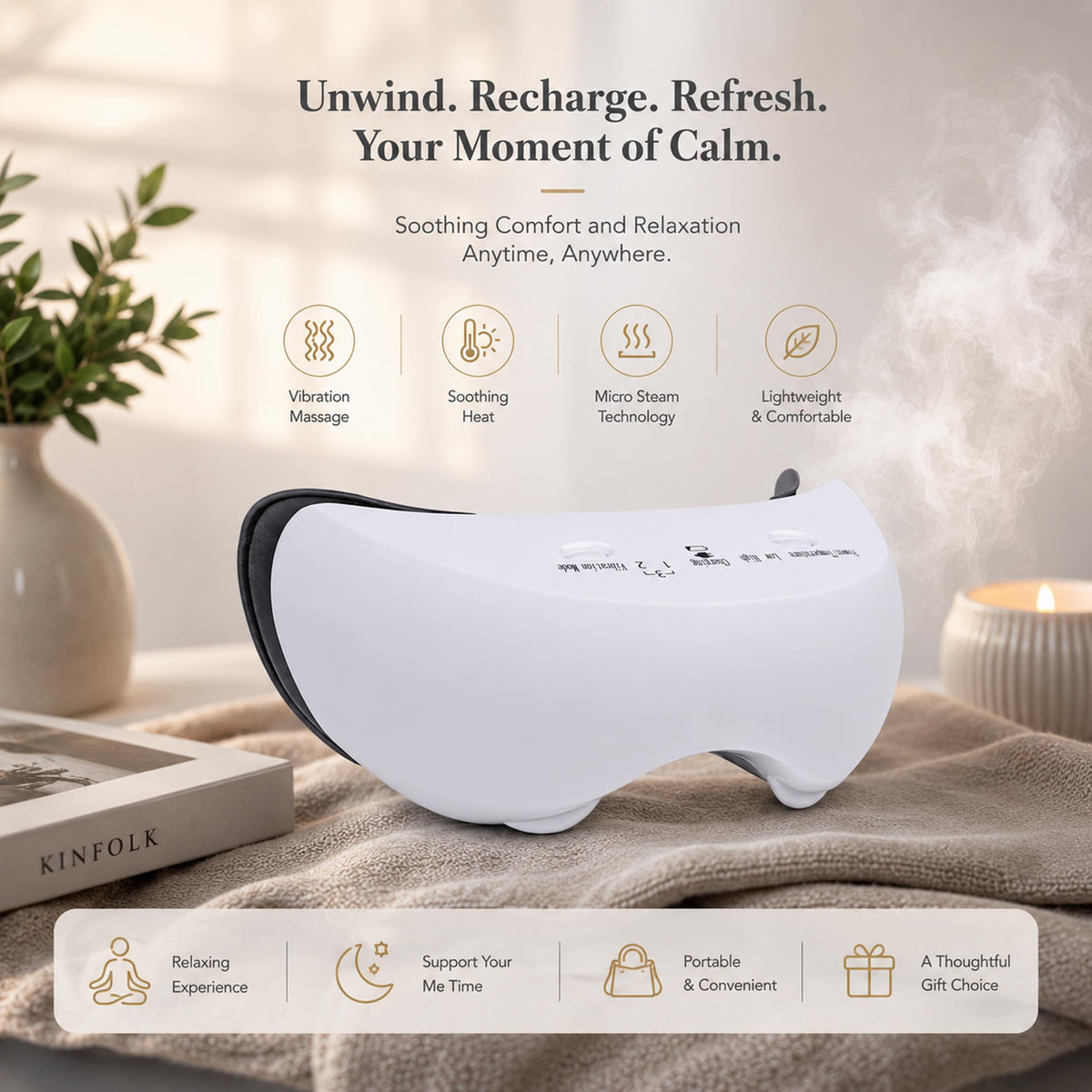 Carepeutic Eye Massager with Vibration & Heat for Relaxation
