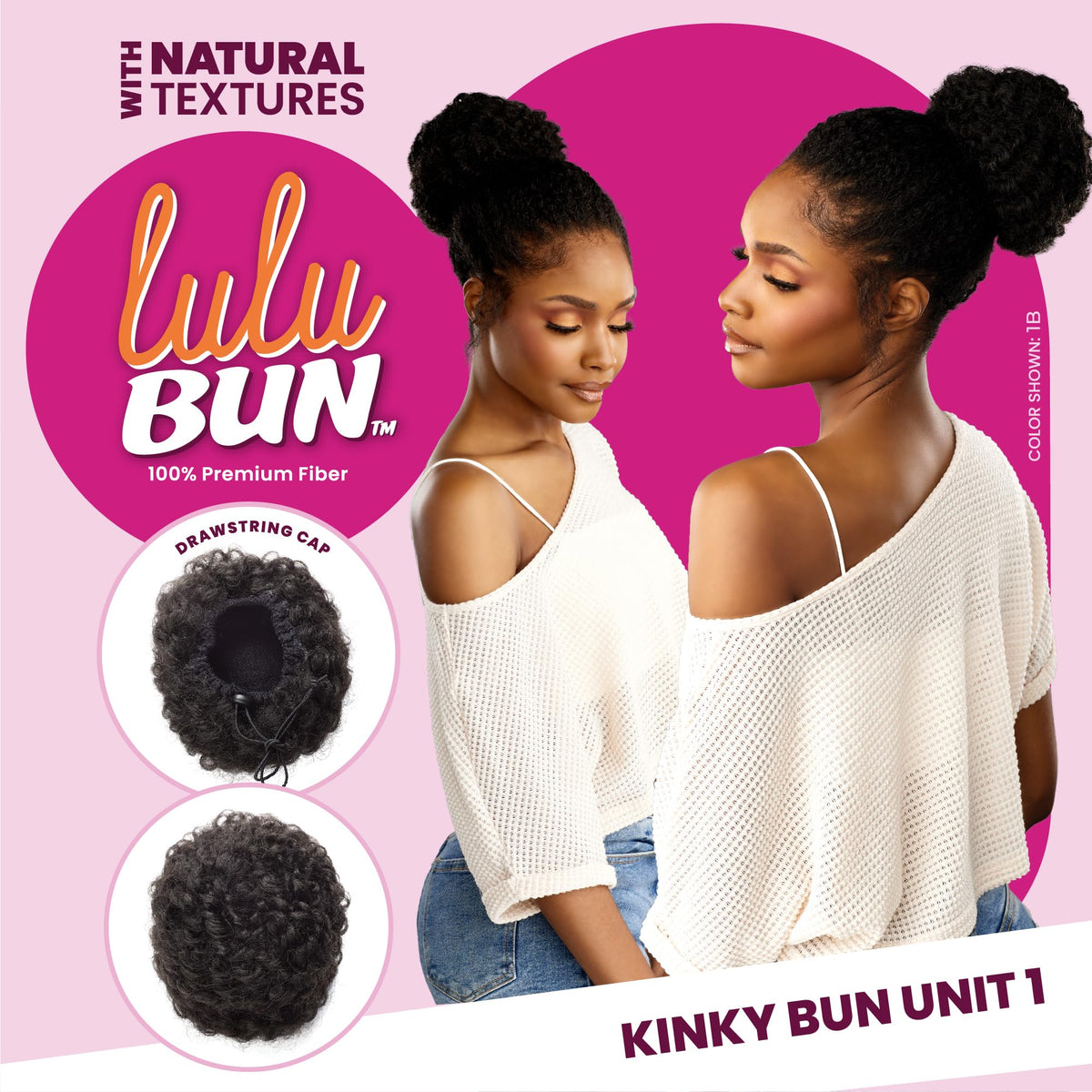 Sensationnel Lulubun Updo Hairextensions-Kinky Bun Unit 1,1B OFFBLACK