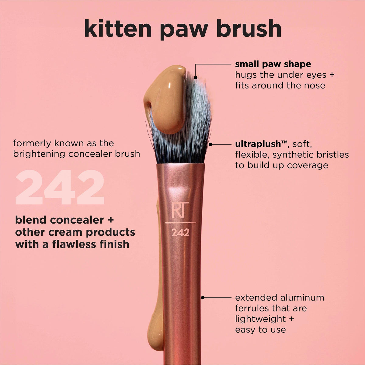 Real Techniques Brightening Concealer Makeup Brush, RT 242, 1 Count