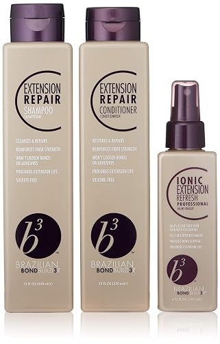 B3 Brazilian Bondbuilder Extension Shampoo/Conditioner/Refresh Trio Pack 28.75 fl oz (3 Count) For Extensions - Repairs, Hydrates and Blends All Hair Beauty & Personal Care B3 BRAZILIAN BONDBUILDER