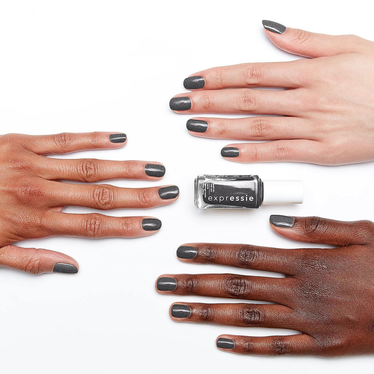 essie Expressie Nail Polish, Quick-Dry Charcoal Gray Nail Polish, Vegan, What The Tech, 0.33 fl oz