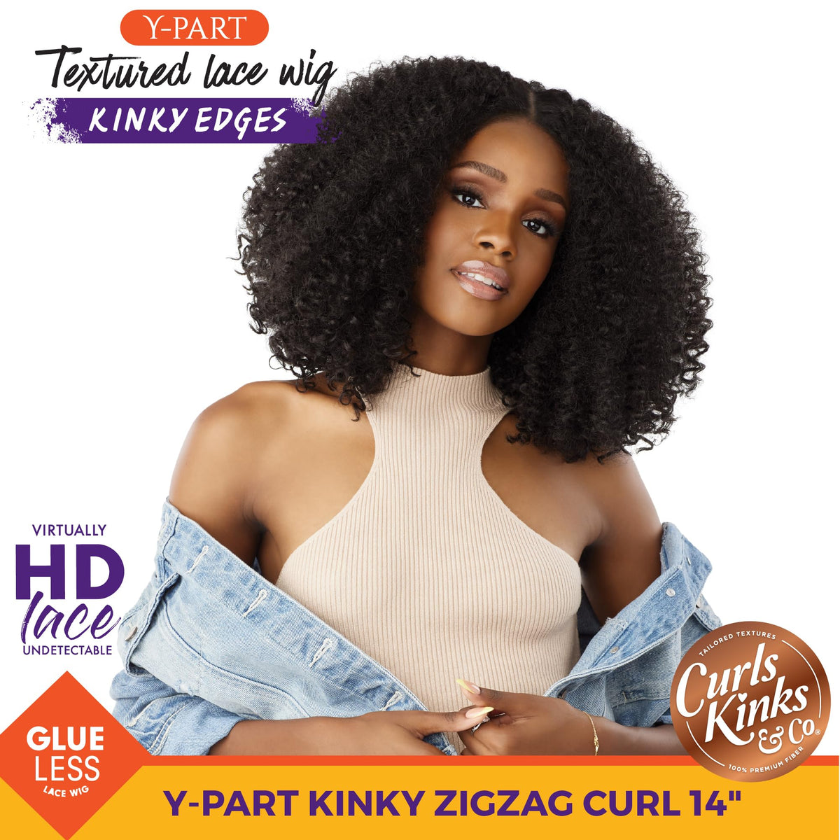 Sensationnel CKCO Kinkyedges Wig-Kinky Zigzag Curl 14 Inch, 1B OFFBLACK