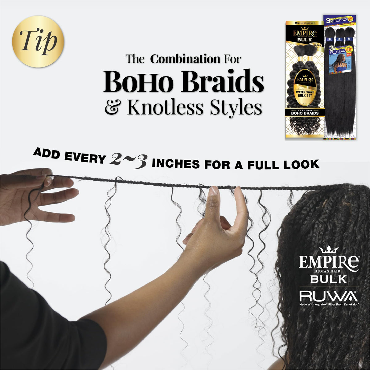 Sensationnel Empire Bulk Braiding-Water Wave,14 inch, 4 MEDBROWN