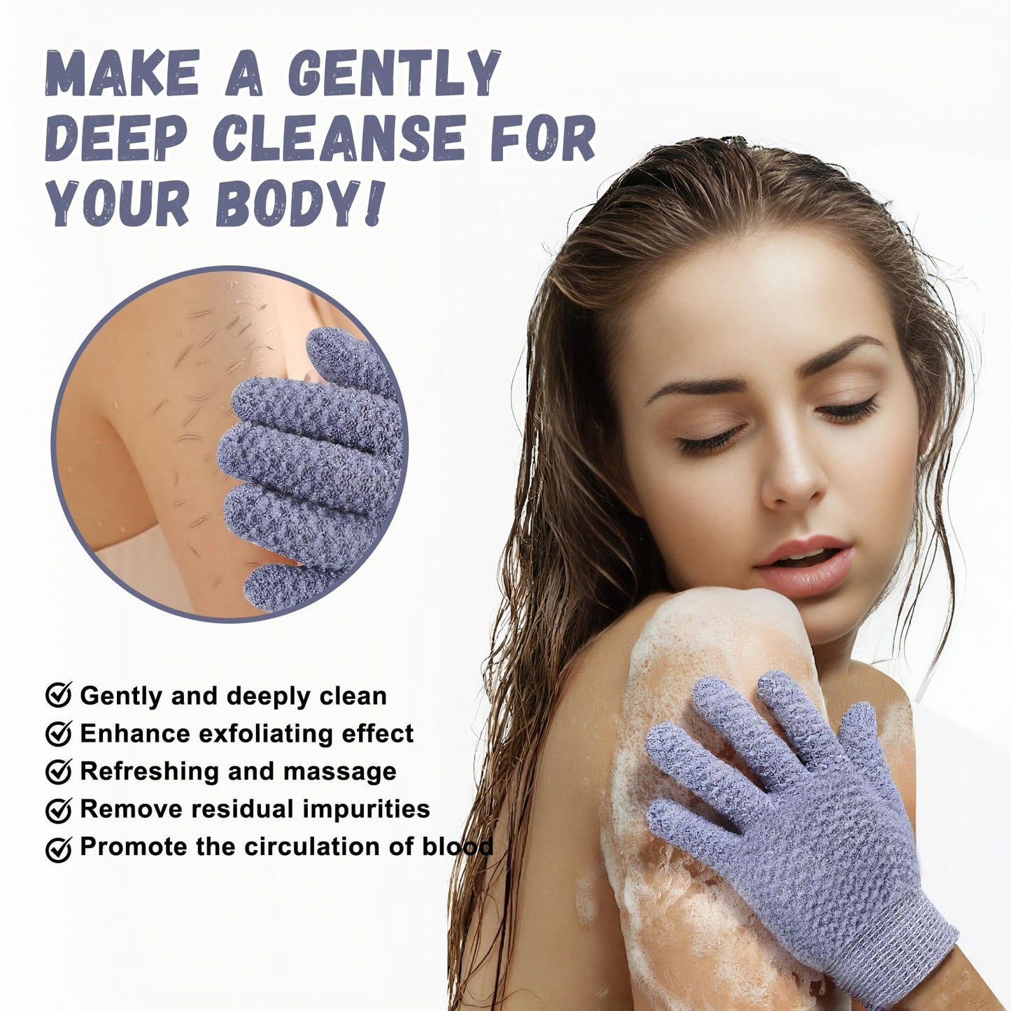 Exfoliating Dual Texture Bath Gloves for Shower Spa Massage and Body Scrubs, Dead Skin Cell Remover, body scrubber with Hanging Loop Beauty and Personal Care xvxvttxvv