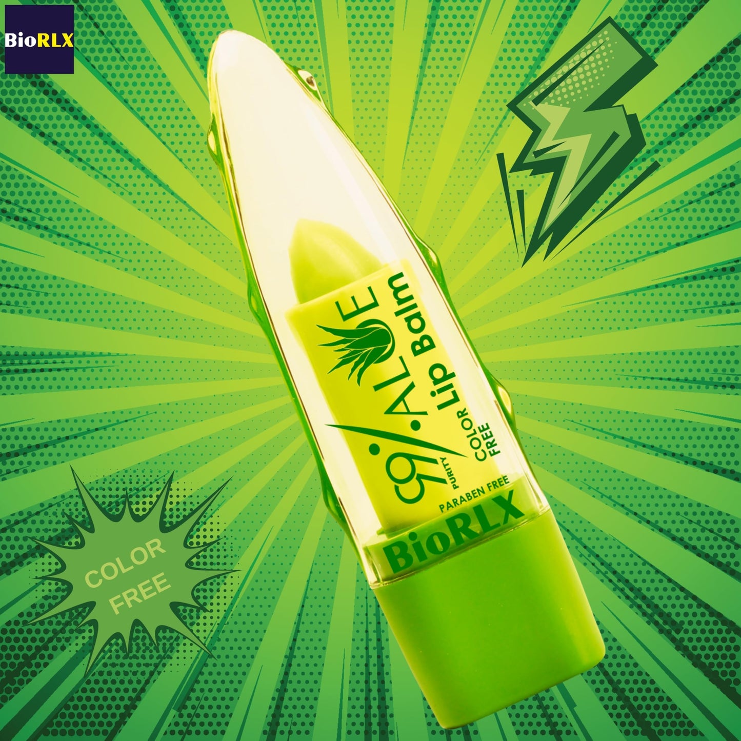 BioRLX 99% Purity Aloe Vera Color-Free Lip Balm - Natural Moisturizing Unisex Lip Care for Hydrated and Radiant Lips (Aloe - Color Free, 0.12 Ounce Beauty and Personal Care BioRLX