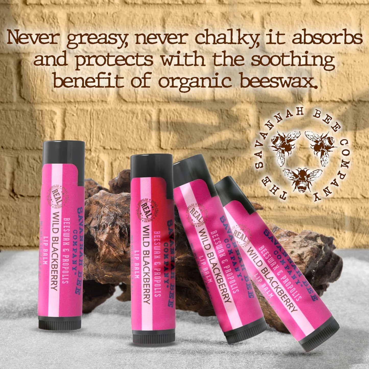 Savannah Bee Company Lip Balm - Silky Smooth Natural Balm (Wild Blackberry 3 pack) Beauty and Personal Care Savannah Bee Company