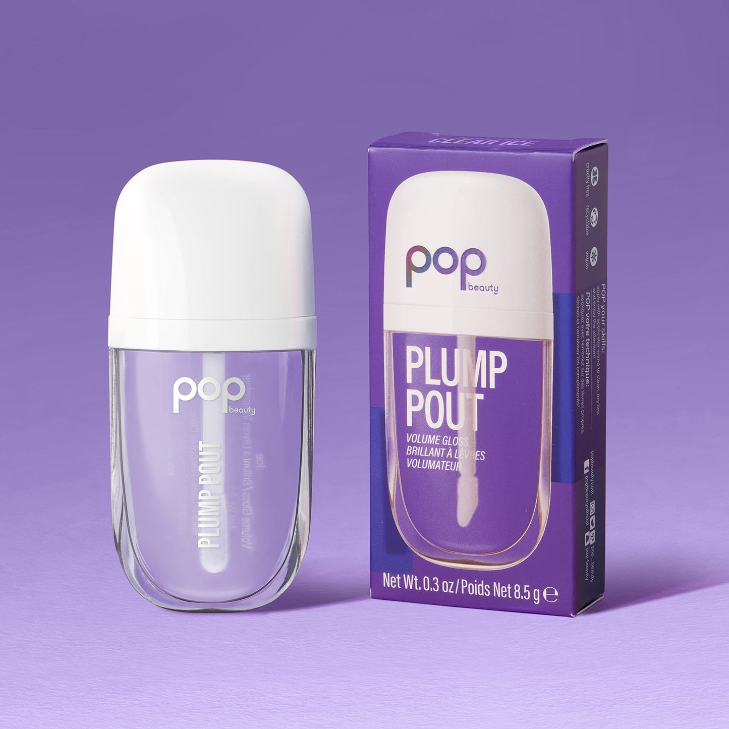POP Beauty Plump Pout Clear Ice | Plumping Lip Oil, Hydrating Lip Gloss, Long Lasting Nourishing Lip Glow Oil Non-sticky Beauty & Personal Care POP Beauty