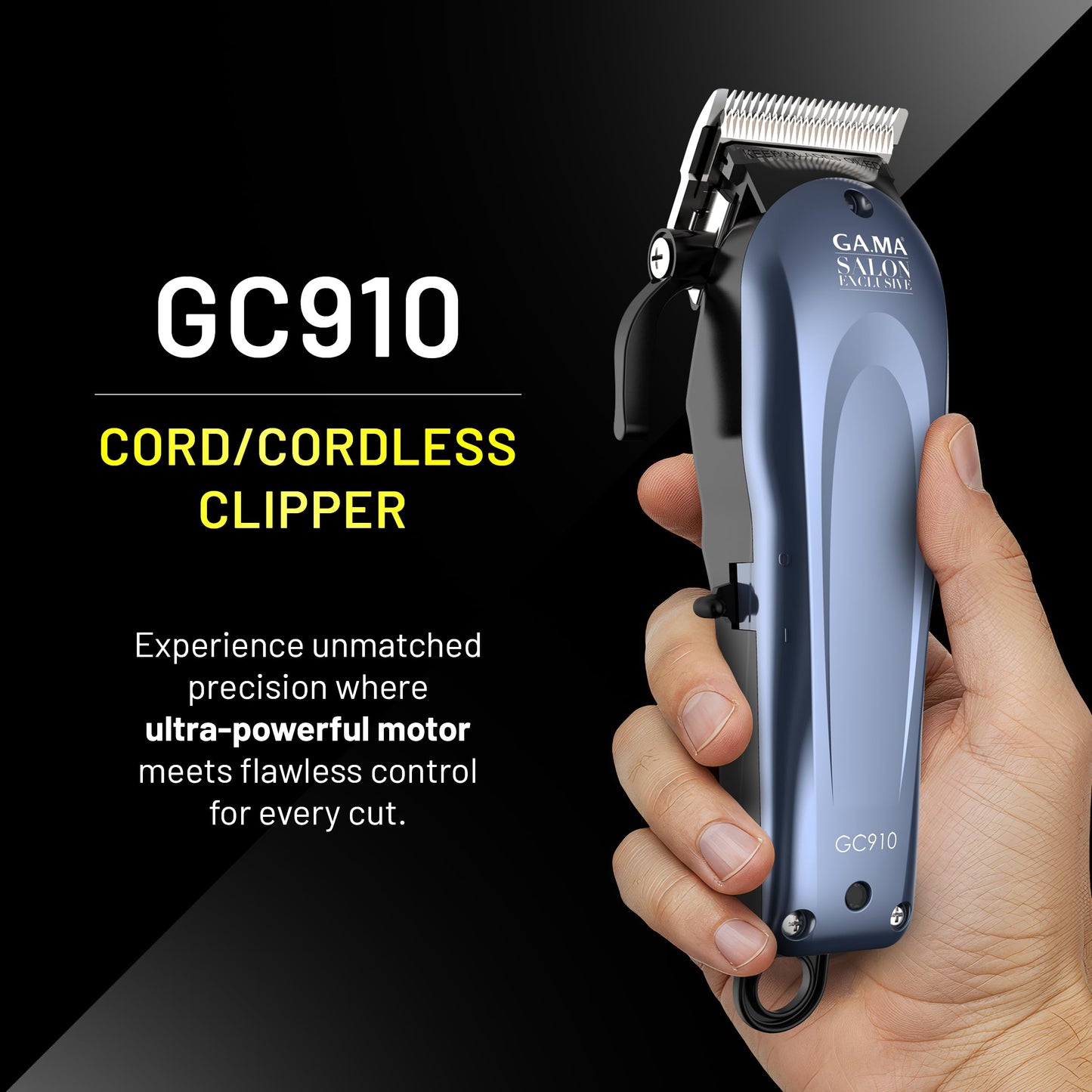 GA.MA GC910 Hair Clipper, Corded or Cordless, Ultra-Sharp Stainless Steel Blade, 2-Hour Fast Charging, Adjustable Cutting Lengths, Blue Beauty and Personal Care GA.MA ITALY PROFESSIONAL