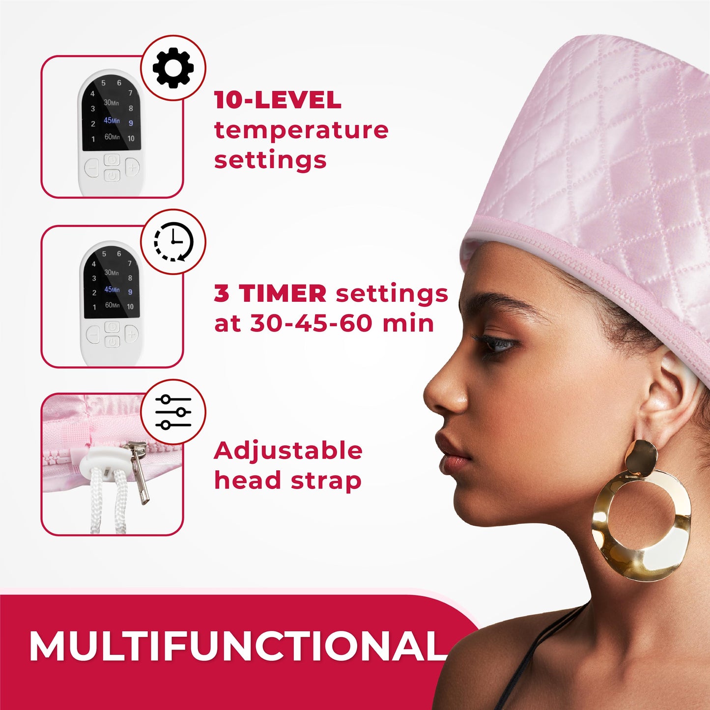 SISWOW Thermal Steamer Cap for Great Deep Conditioning With 10-level Heat for Natural Black Hair Beauty and Personal Care SISWOW