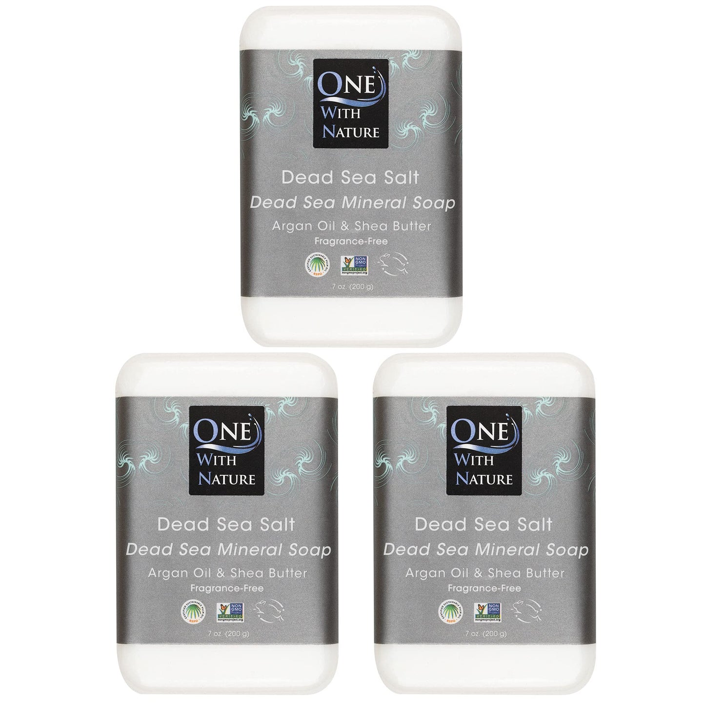 DEAD SEA Salt SOAP 3 PK - Shea Butter, Argan Oil, Magnesium, Sulfur, Minerals. All Skin Types, Problem Skin. Acne Treatment, Eczema, Psoriasis Beauty & Personal Care One With Nature
