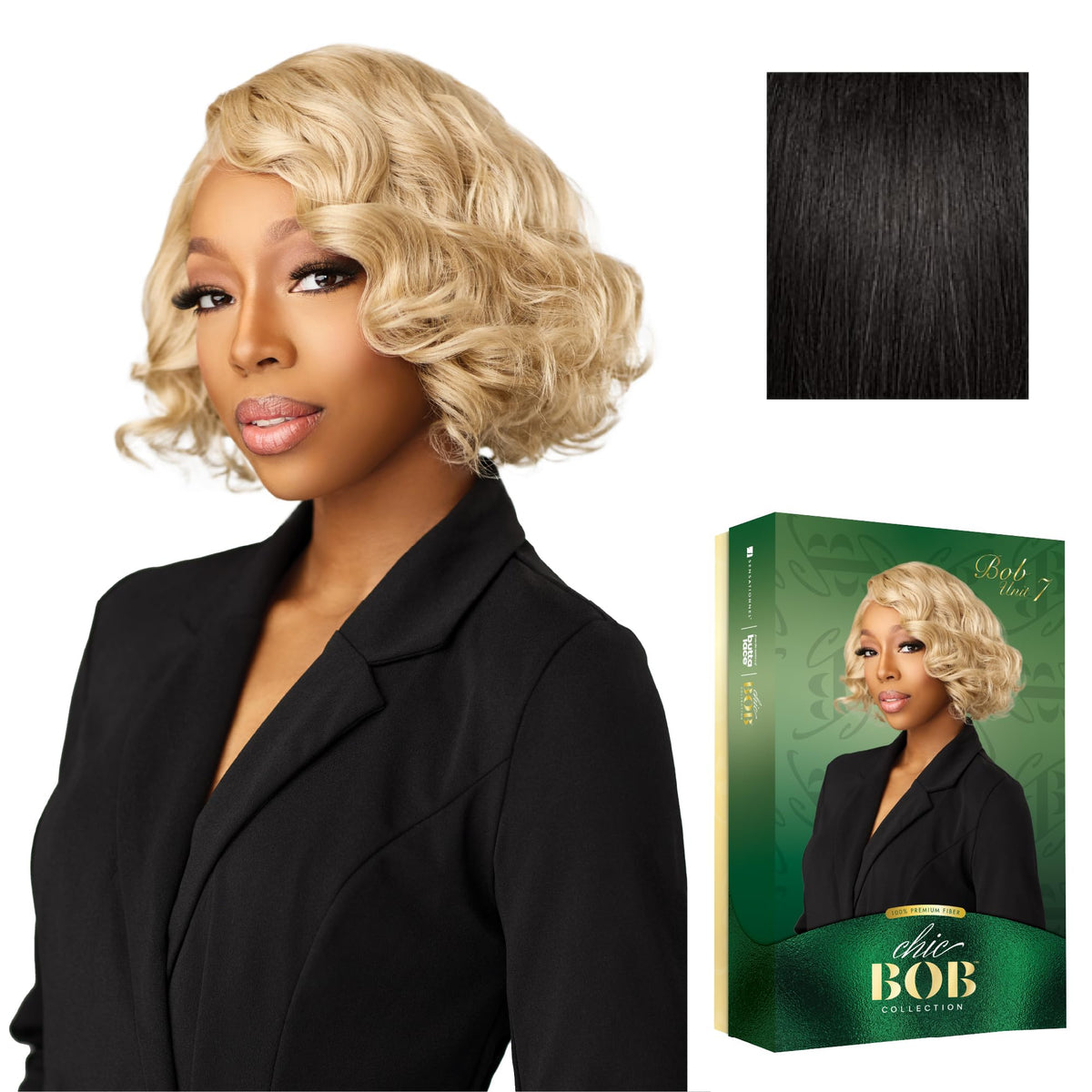 Sensationnel Chicbob Lace Frontwig-Bob Unit 7, 1B OFFBLACK
