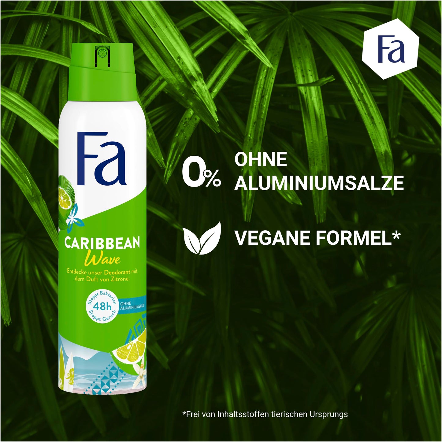 Caribbean Wave Deodorant Spray with the Exotic Fresh Fragrance of Lemon, 48h Protection, 150 ml Beauty and Personal Care FA