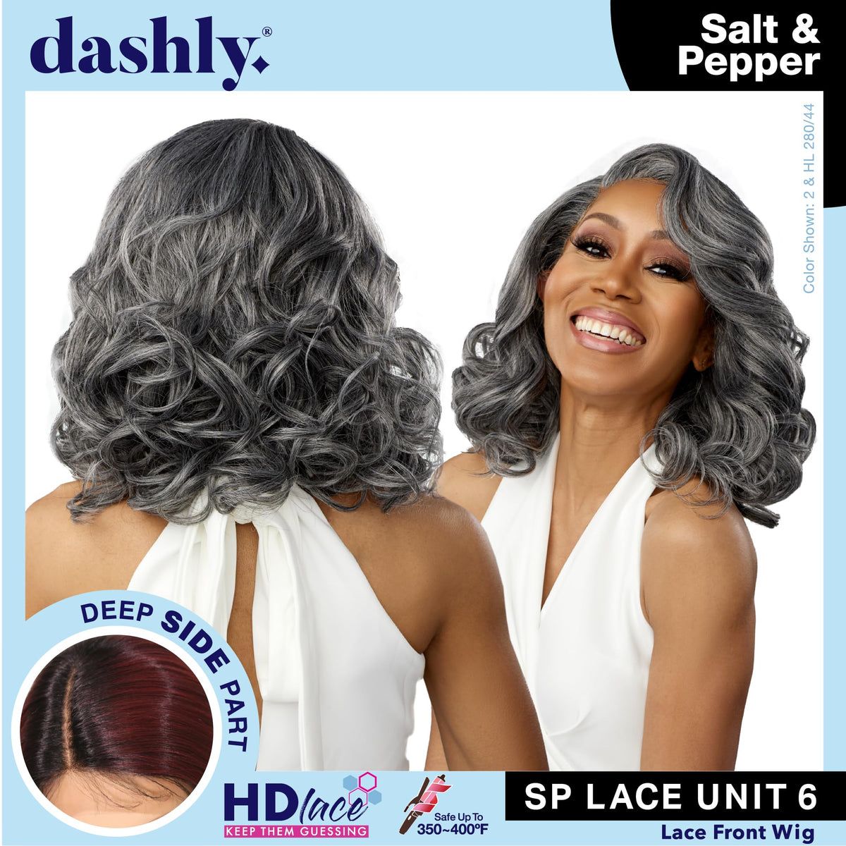 Sensationnel Dashly Lace Saltandpepper Wig-Sp Unit 6, FLAMBOYAGEBLONDE