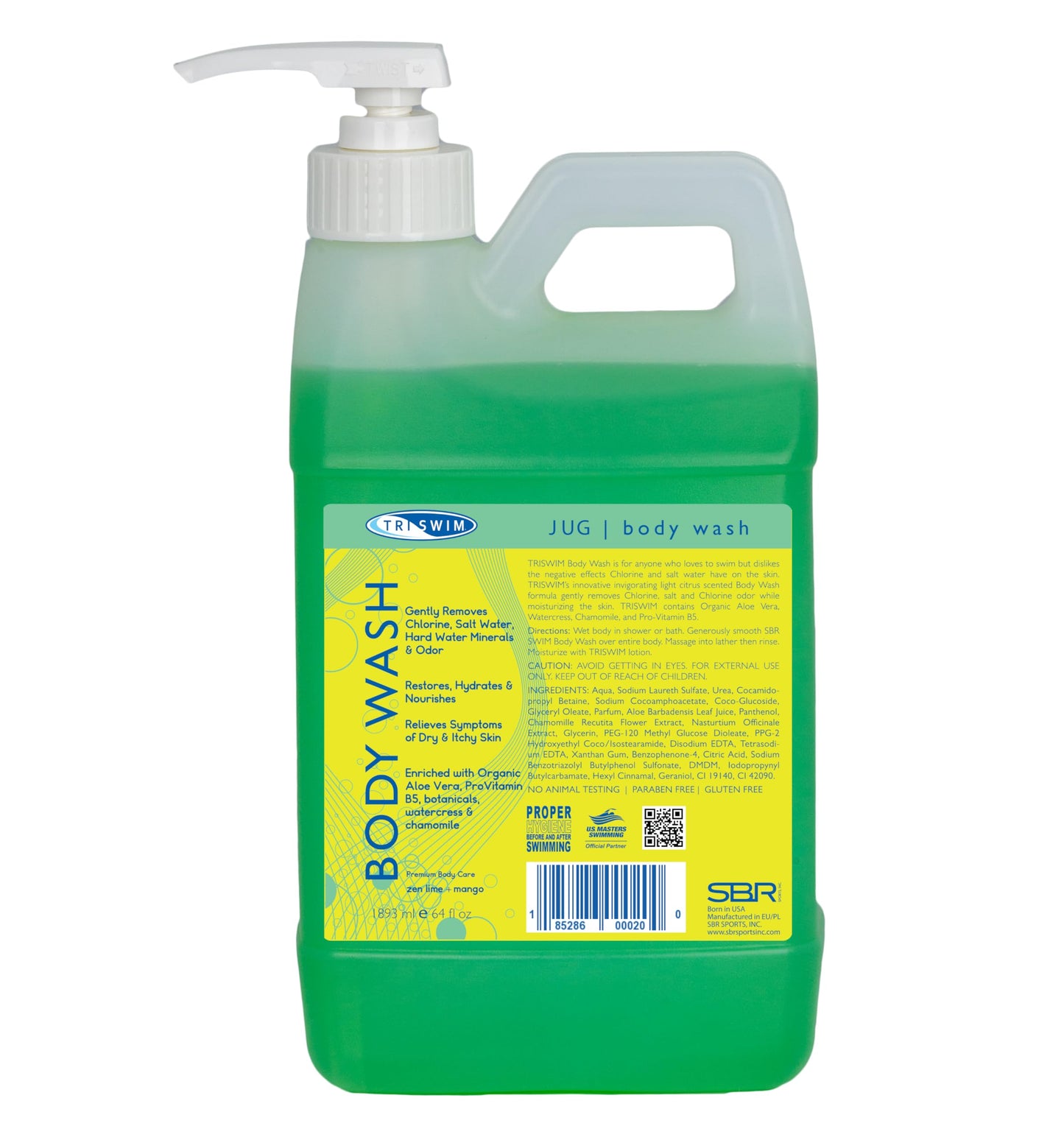 TRISWIM Chlorine Removal Body Wash Jug 64oz with Pump | After Swim Body Wash for Swimmers | Removes Chlorine, Hard Water & Saltwater | Perfect Beauty & Personal Care TRISWIM