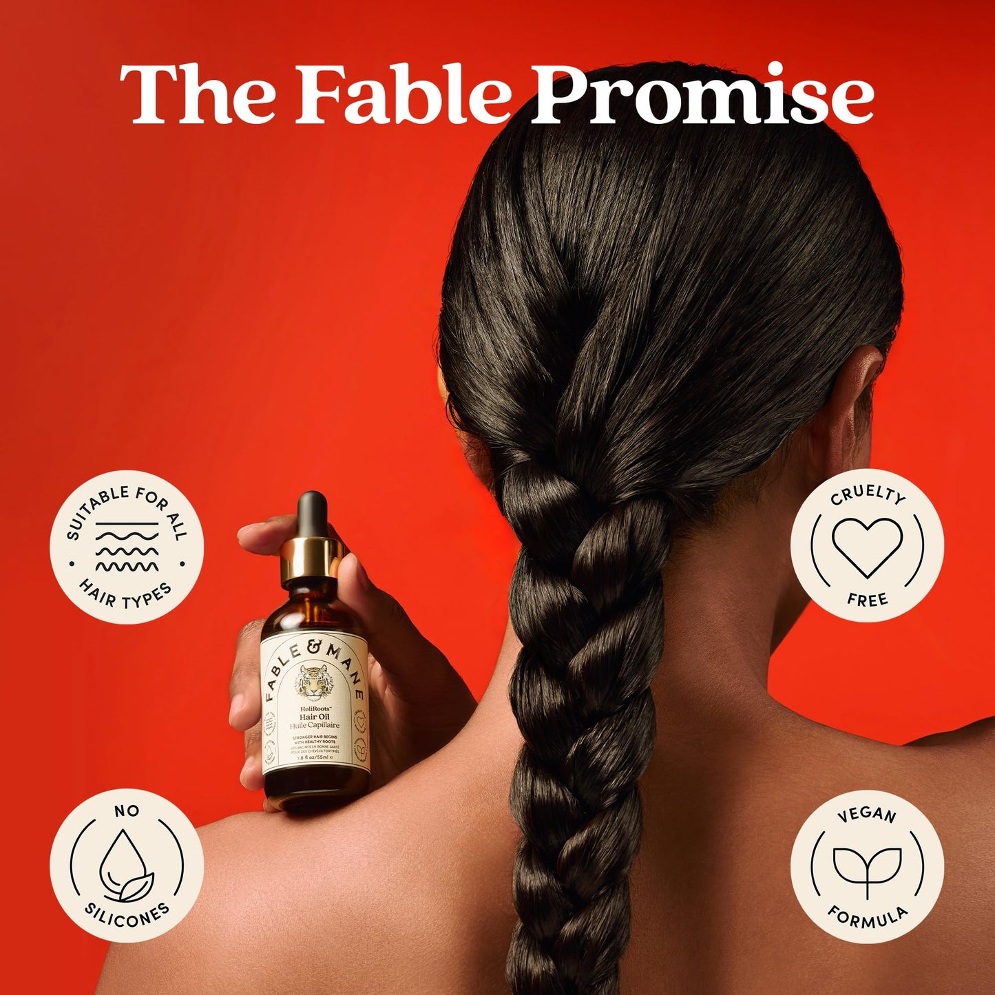 Fable and Mane Hair Oil - HoliRoots Strengthening Serum for Damaged, Frizzy Hair with Ashwagandha, Castor Oil & Scalp Treatment - 1.8FL oz Beauty and Personal Care Fable & Mane