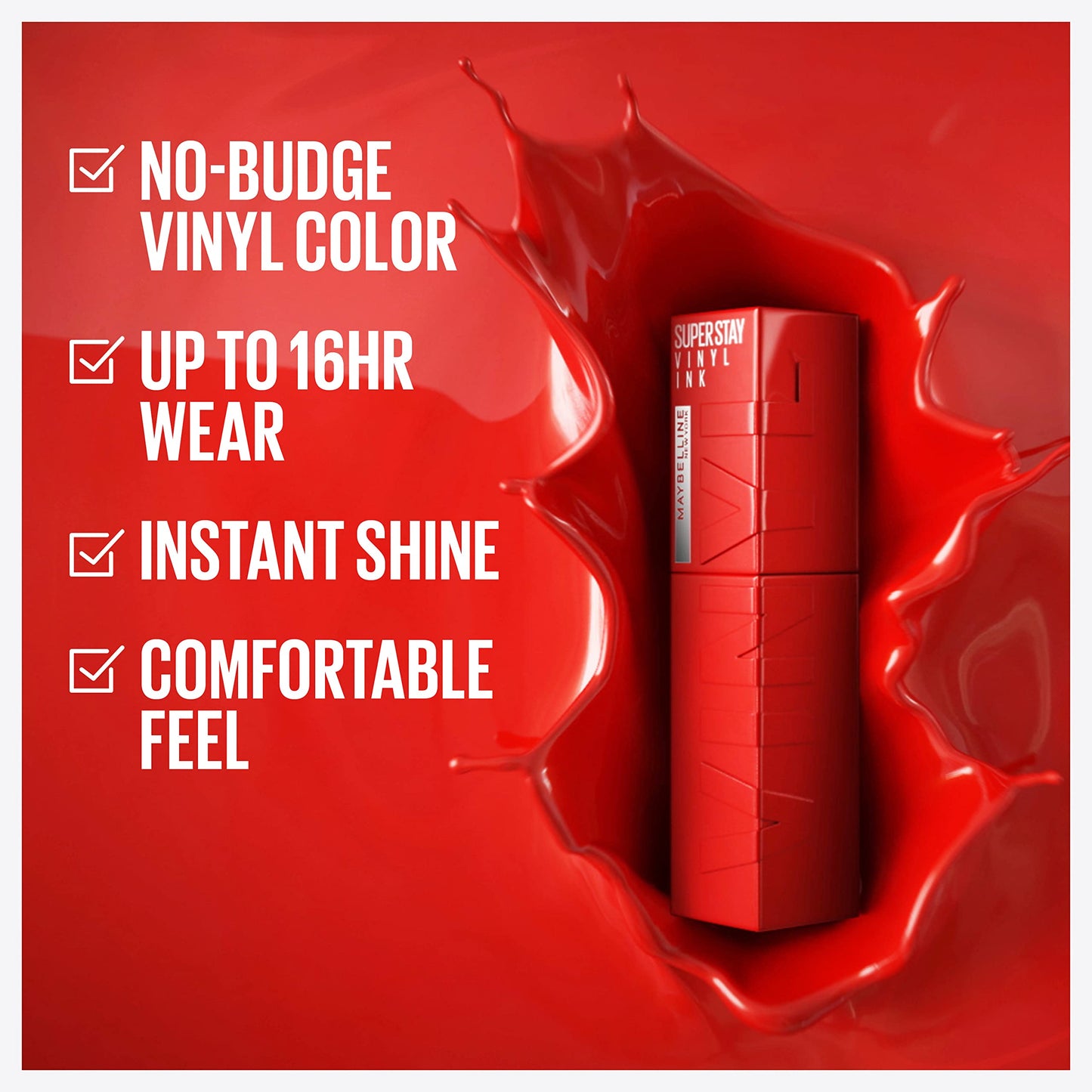 Maybelline Super Stay Vinyl Ink Longwear No-Budge Liquid Lipcolor Makeup, Highly Pigmented Color and Instant Shine, Royal, Deep Wine Red Lipstick, Beauty & Personal Care MAYBELLINE
