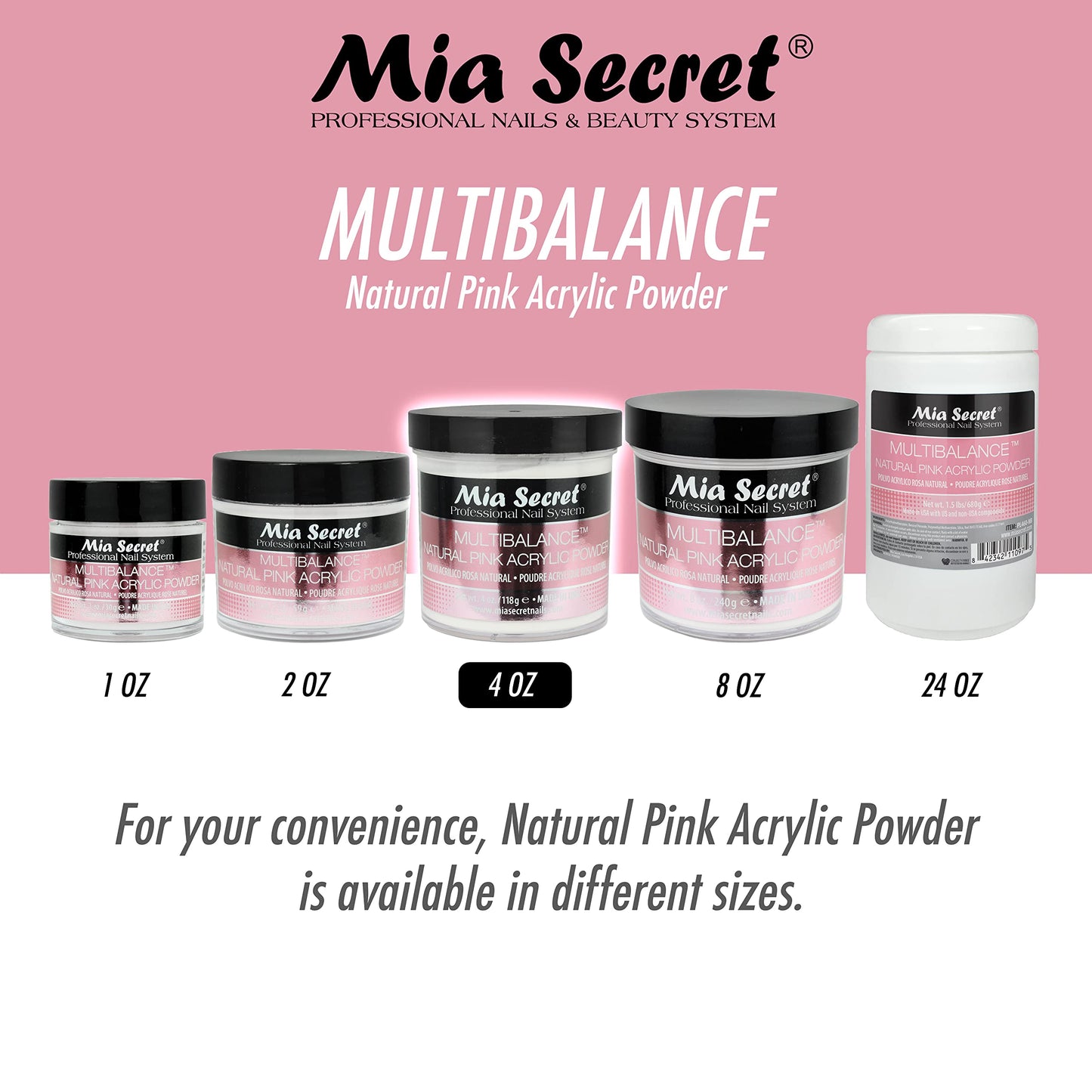 Mia Secret Acrylic Powder Multi Balance Natural Pink - 4 Oz Beauty & Personal Care Mia Secret