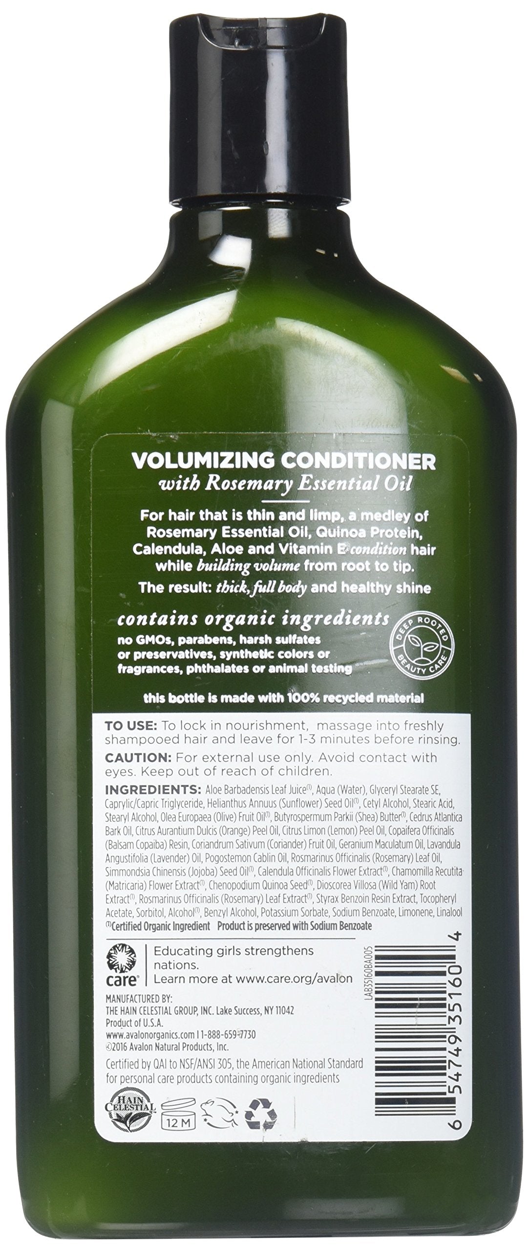 Avalon Organics Volumizing Conditioner, Rosemary, 11 Fl Oz