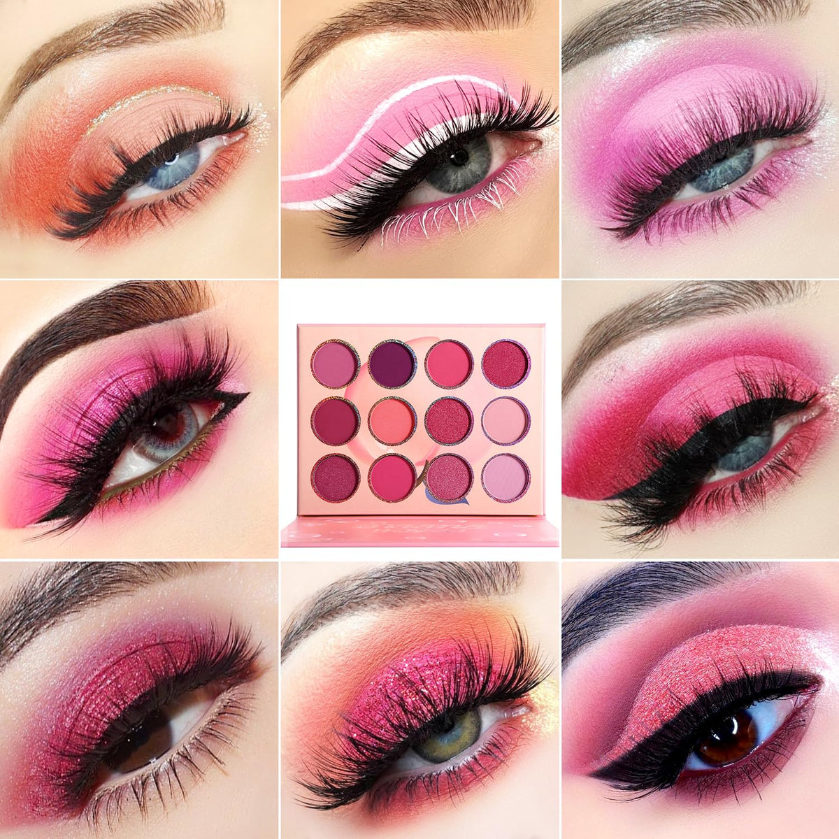 Pink Eyeshadow Palette,12 Colors Peach Matte & Shimmer Highly Pigmented Pink Mini Makeup Eyeshadow Pallet, Warm Natural Blendable Long Lasting Beauty & Personal Care BEUSELF