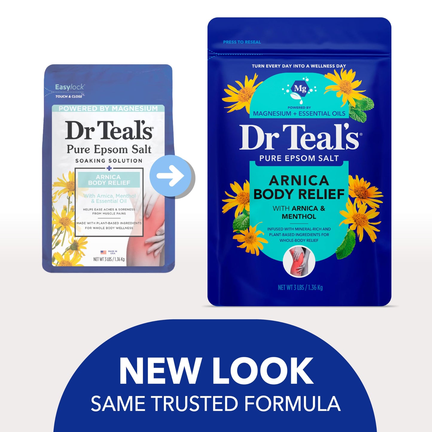 Dr Teal's Arnica Body Relief Epsom Salt Magnesium Soak with Menthol & Essential Oils, Muscle Recovery, 3 lbs Beauty and Personal Care Dr Teal's