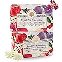 Wavertree & London Sweet Pea & Jasmine Scented Natural Soap (2 Bars), 7oz Moisturizing French Triple Milled Soap Bars enriched with shea butter - Pure Beauty & Personal Care Wavertree & London