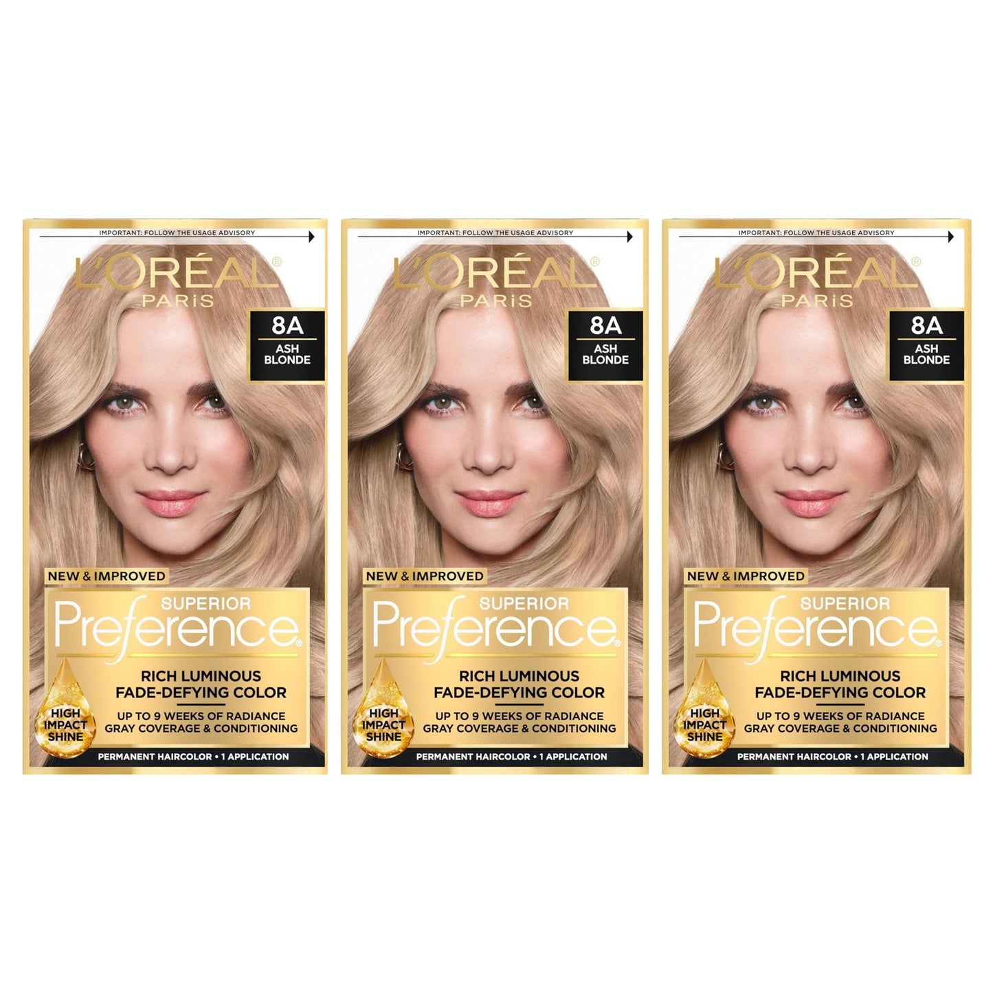 Superior Preference Rich Luminous Conditioning Colorant, Level 3 Permanent, Ash Blonde/Cooler 8A (Pack of 3) Beauty & Personal Care L'Oreal Paris
