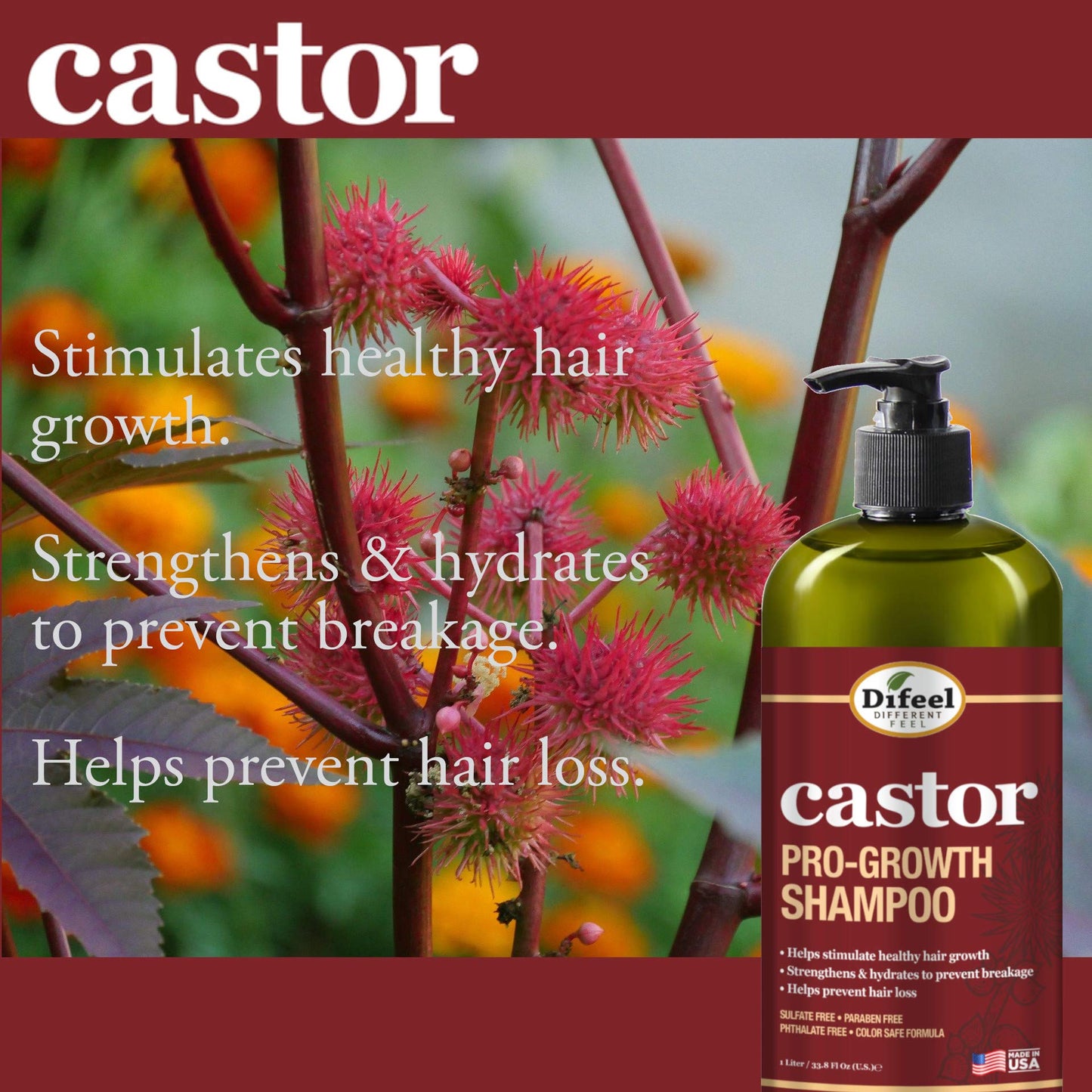 Difeel Pro-Growth Hair Care Set with Castor Oil - 3-PC Style: Shampoo & Conditioner 12oz EACH, & Hair Oil 8oz Beauty & Personal Care Difeel