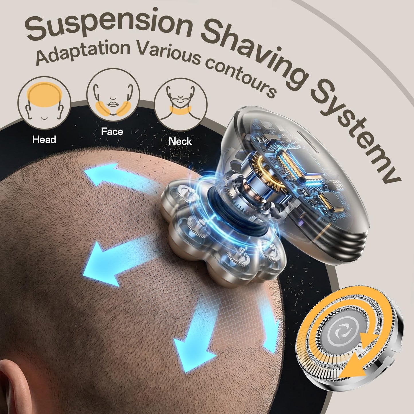 Head Shavers for Bald Men - Electric Razor for Men, 7D Magnetic Electric Shavers for Men, IPX7 Waterproof 5-in-1 Shavers for Men Grooming Kit (Gray) Beauty and Personal Care WEQOEE