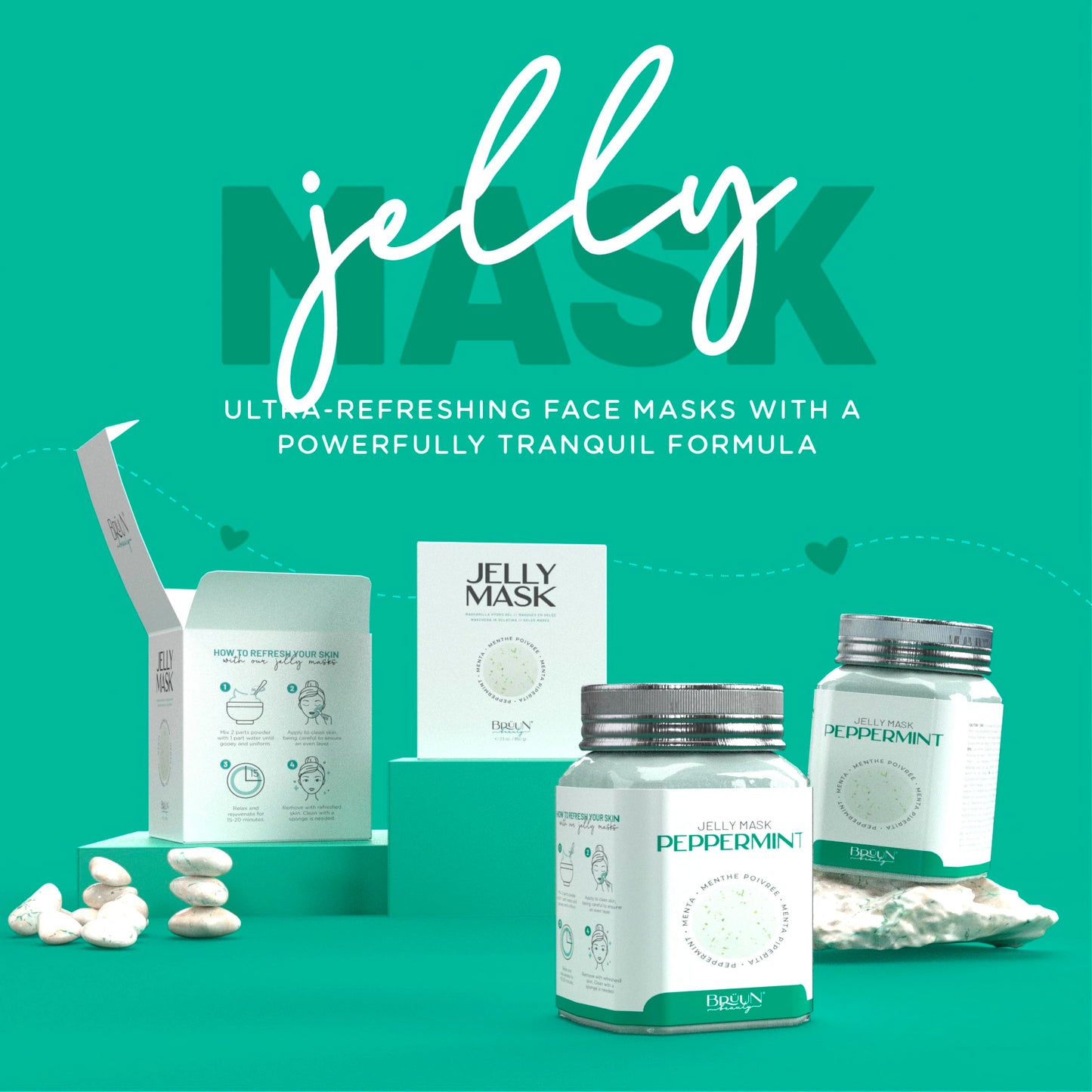 BRÜUN Peel-Off Peppermint Jelly Mask for Face Care - A 23 fl oz Rubber Mask Jar for 30 to 35 Treatments - A Skin Care Moisturizing Gel Mask of Spa Set Beauty & Personal Care BRÜUN