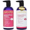 PURA D'OR Restore & Renew Shampoo and Conditioner Set for Strong, Healthy, and Nourished Hair with Organic Aloe Vera, Rosemary, Sea Buckthorn, Cacay Beauty & Personal Care PURA D'OR