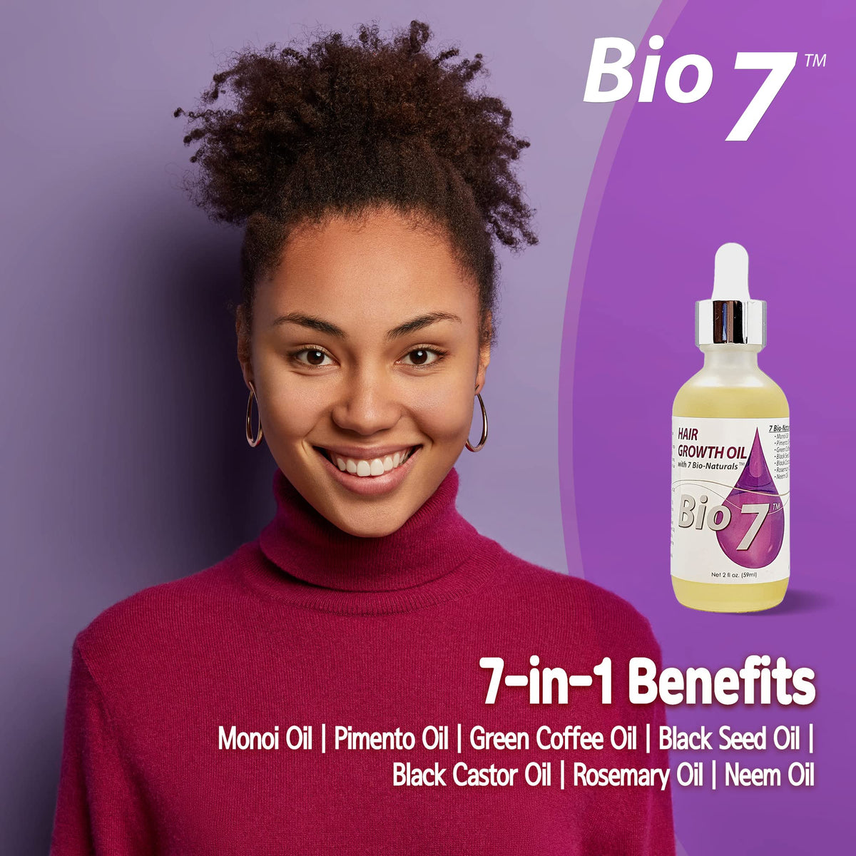 BIO7 Hair Growth Oil Drops for Scalp, 2 Fl Oz