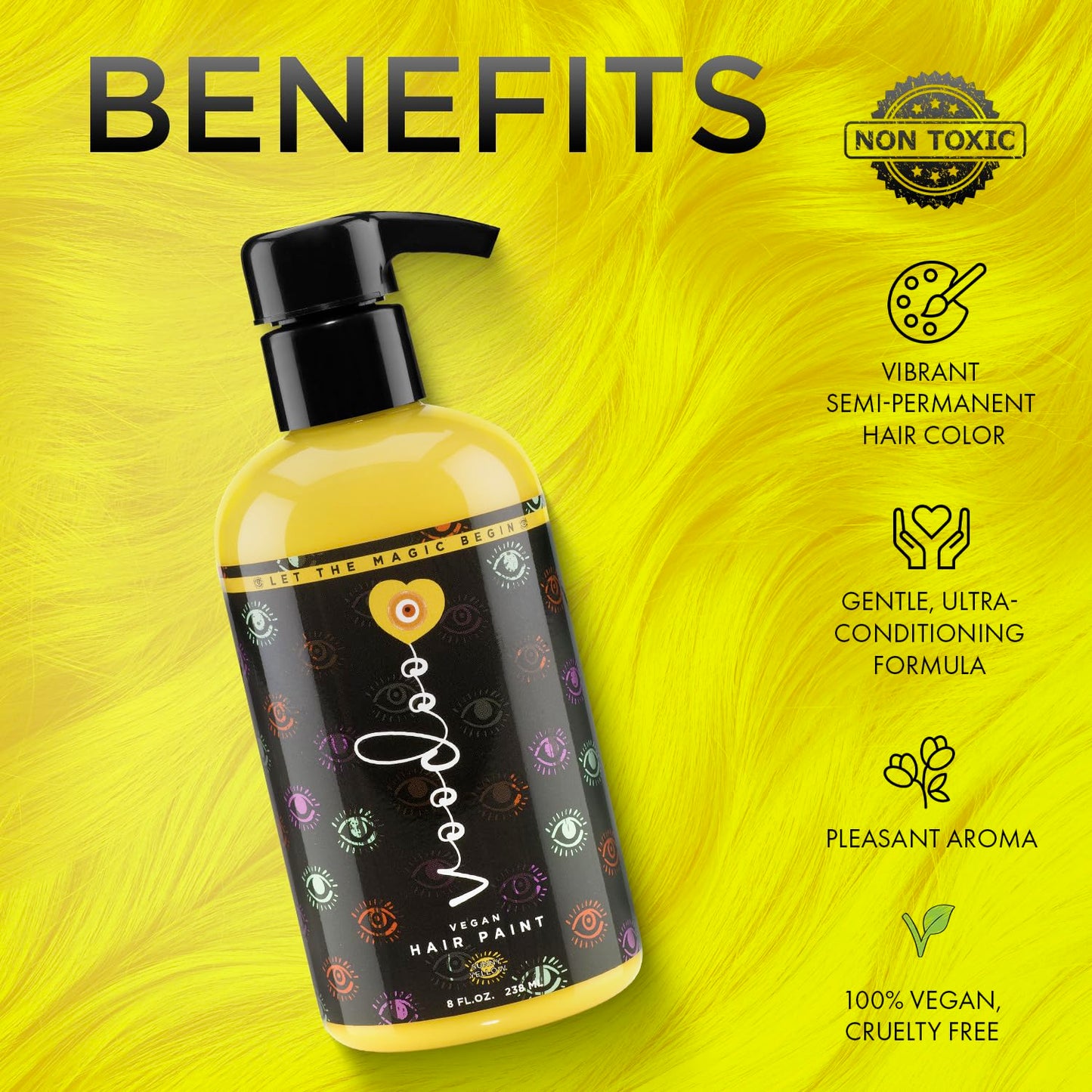 MOEHAIR Semi-Permanent Hair Color | Yellow Hair Dye 8 Oz | No Ammonia, Sulfate or Paraben | Easy-to-use & Apply at Home | Vegan & Cruelty-Free | Beauty & Personal Care MOEHAIR